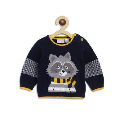 Boys Dark Blue Wool Blend Tricot Cardigan